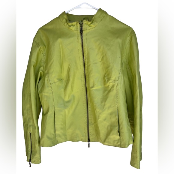 COPY - Vintage Modern Images Green 100% Leather Jacket - Picture 1 of 7